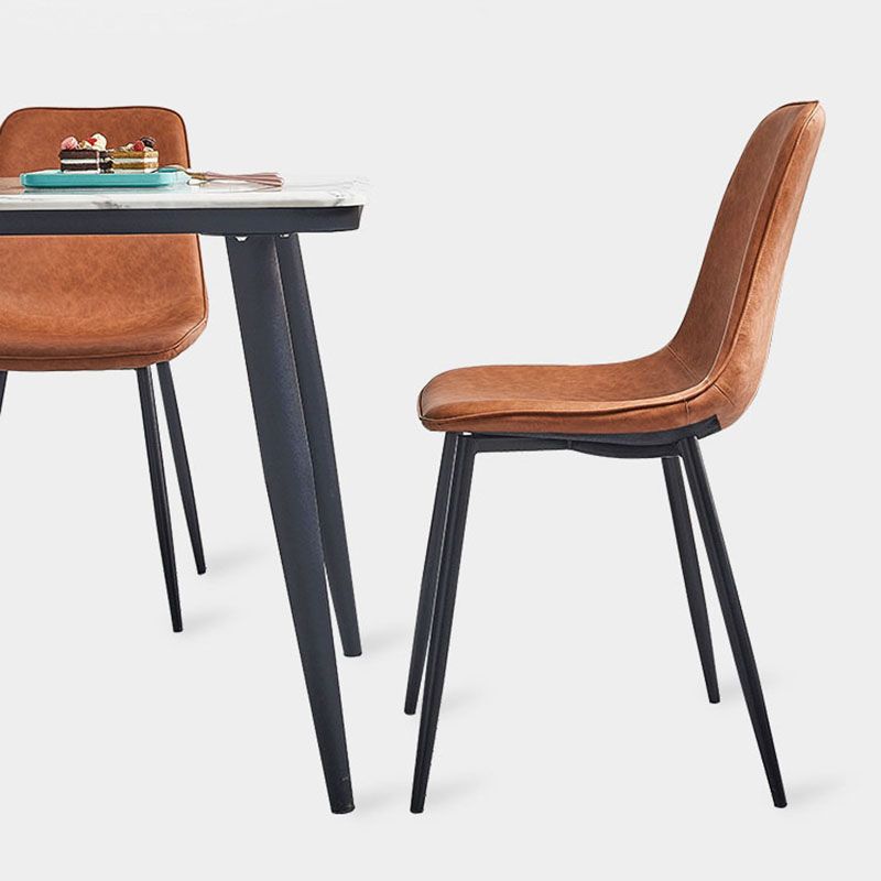 Sillas de estilo moderno, silla sin brazos con patas de metal para cocina
