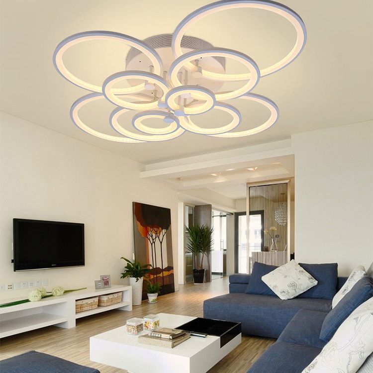 Moderne cirkelvormige schaduw binnen LED plafondlicht acryl semi -spoeling mount