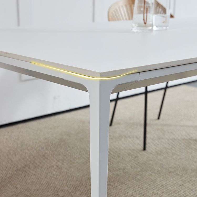 Conjunto de comedor de comedor estándar de piedra sinterizada contemporánea Juego de comedor de cocina en blanco