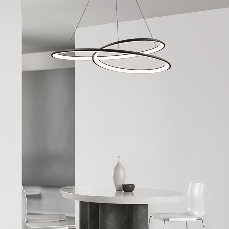 Aluminum Kitchen Island Fixture in Black Finish LED Contemporary Ceiling Pendant Light