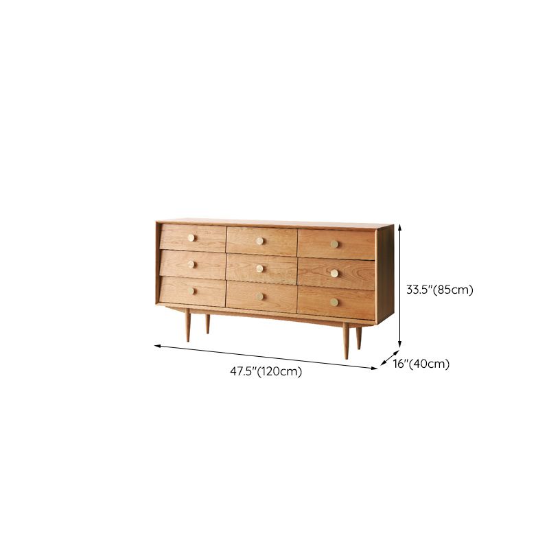 Modern Chest Pine 9 - Drawer Rectangle Straight Legs Accent Chest