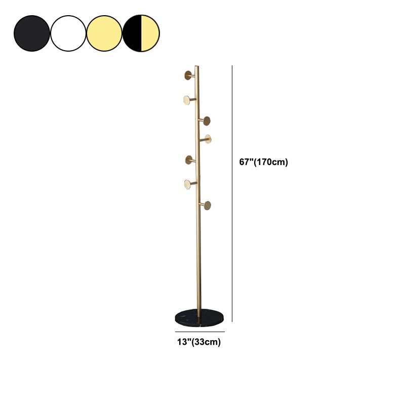 Modern Entry Hall Tree Solid Color Metal Coat Rack with Marble Bottom