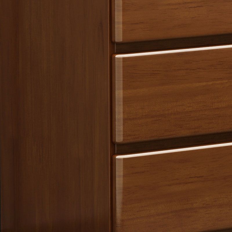 Contemporary Rubber Wood Storage Chest Home Brown Chest with Drawers