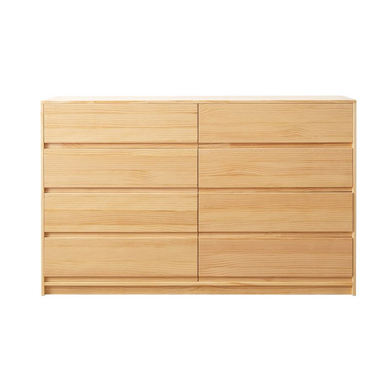 Contemporary Pine Wood Accent Chest with 8 Drawers Standard Chest