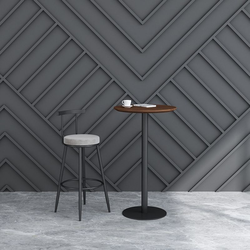 Contemporary Round Bar Dining Table Indoor Wood Bar Table with Iron Base