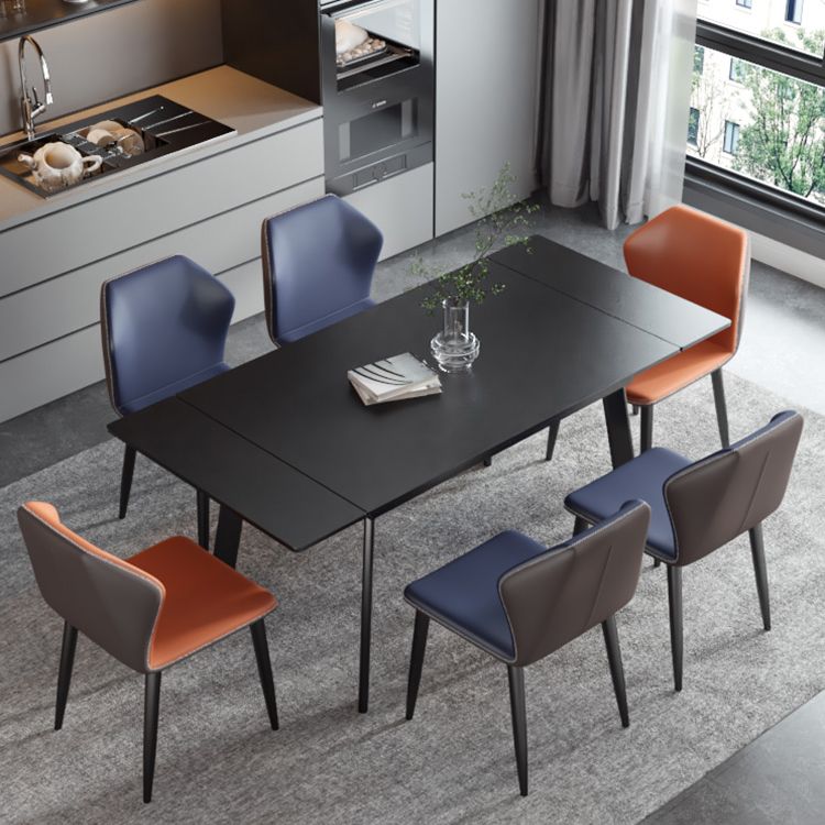 Industrial Rectangle Shape Table Black Sintered Stone Dining Table with 4 Legs Base