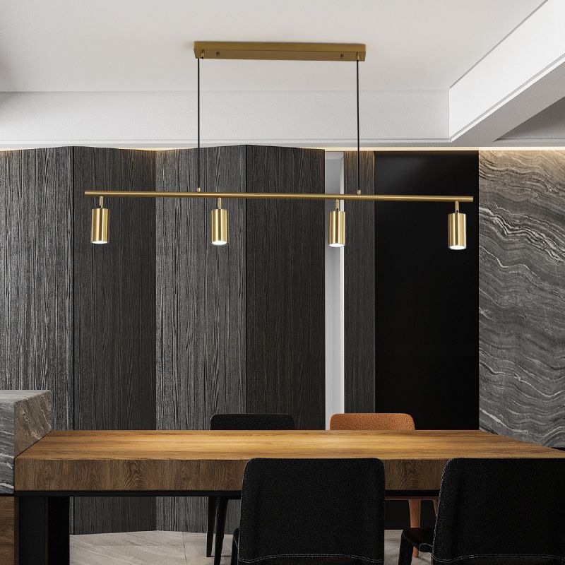 Zeitgenössische Anhängerleuchten Zylindermetall 4 Light Island Kronleuchter