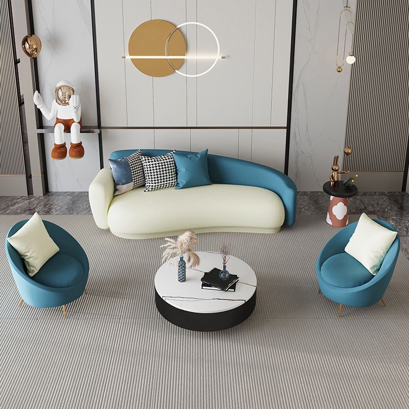 Fabric Sofa in Blue With Tight Back for Living Room,Apartment