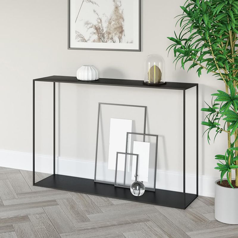 Modern Rectangular Console Table Metal Console Sofa Table in Black