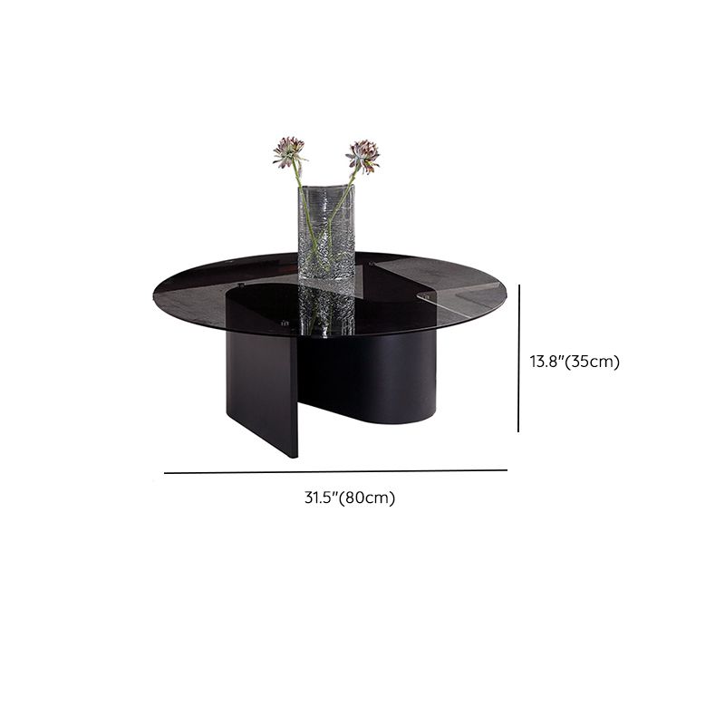 Modern Round Coffee Table Glass Top Pedestal Coffee Table Set
