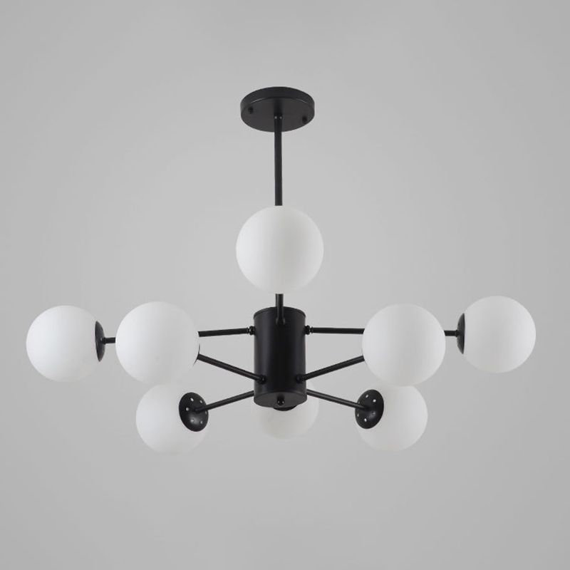 Glass Round Chandelier Pendant Light Minimalist-Style Cream Hanging Ceiling Light