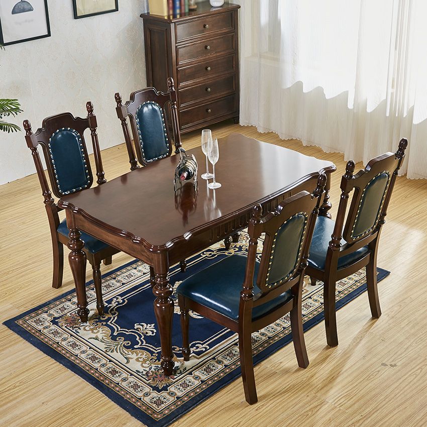 Mid-Century Dining Table Rectangle Solid Wood 4 Legs Dining Table for Home Use