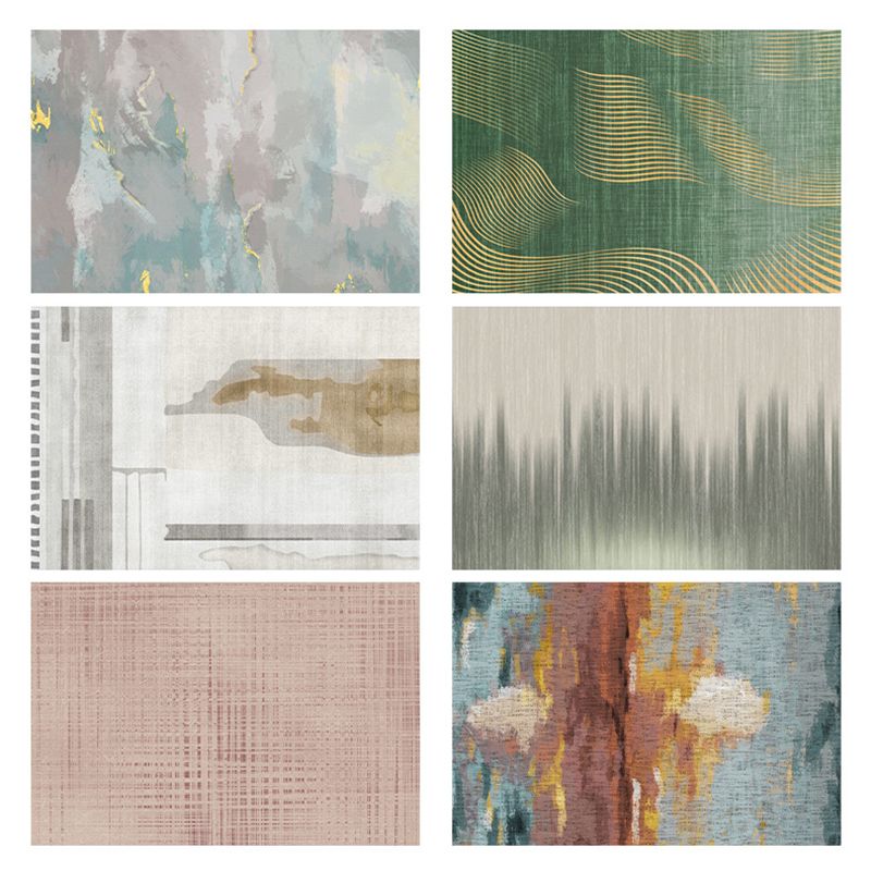 Dark Green Modern Rug Polyester Abstract Graphic Rug Washable Rug for Home Decor