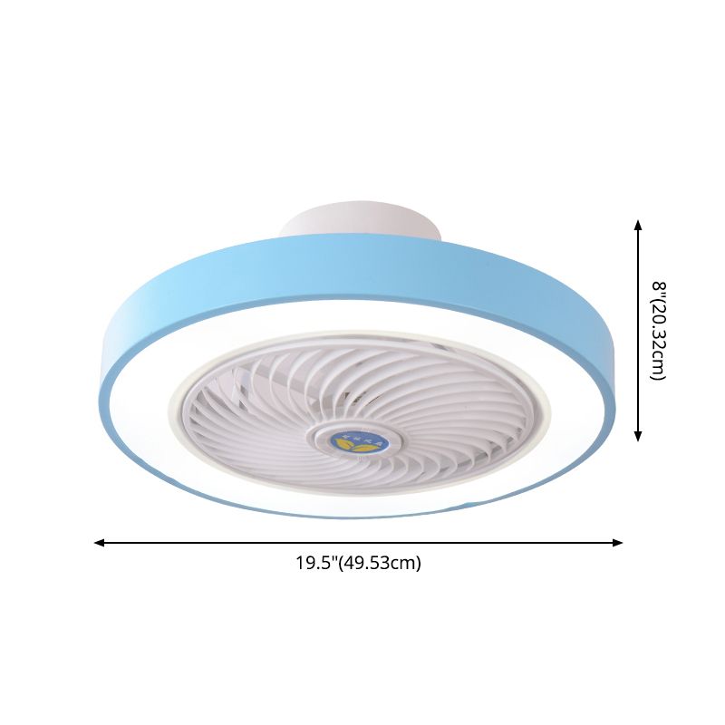 Trommelplafondventilator Licht Noordse metalen LED Slaapkamer Semi Flush Light met afstandsbediening