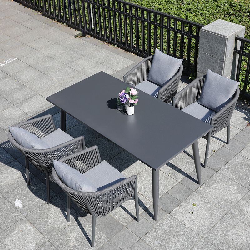 Industrial with Arm Dining Armchair Metal Patio Dining Side Chair