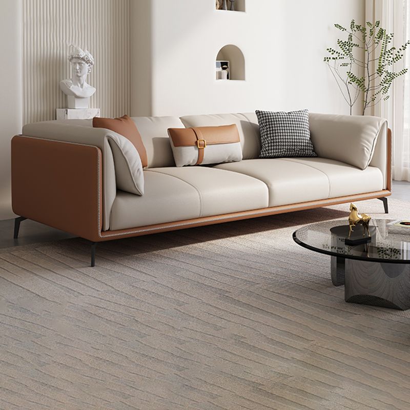 Contemporary Cushions Standard Pillow Top Arm Genuine Leather Sofa