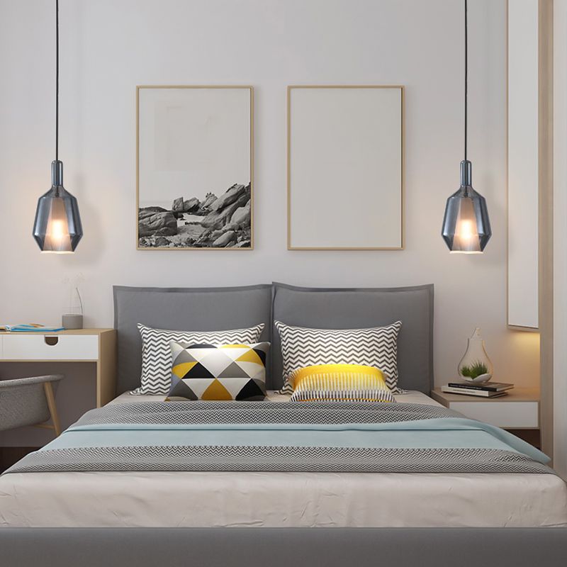 Light geometrica di ferro laccata a sospensione moderna a sospensione artistica con tonalità in vetro smerigliato