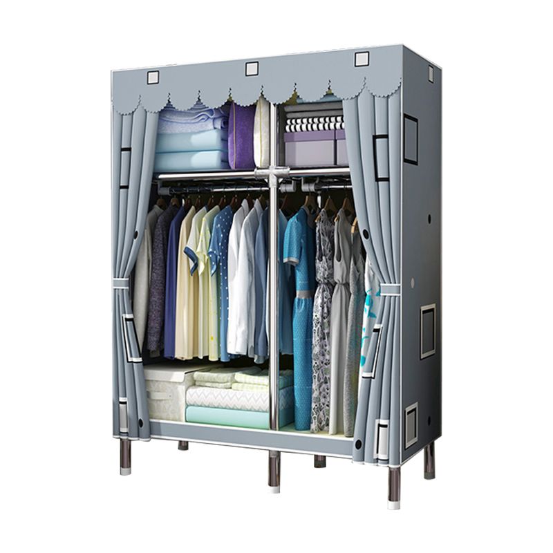 Matte Finish Wardrobe with Metal Frame Modern Storage Cabinet for Home