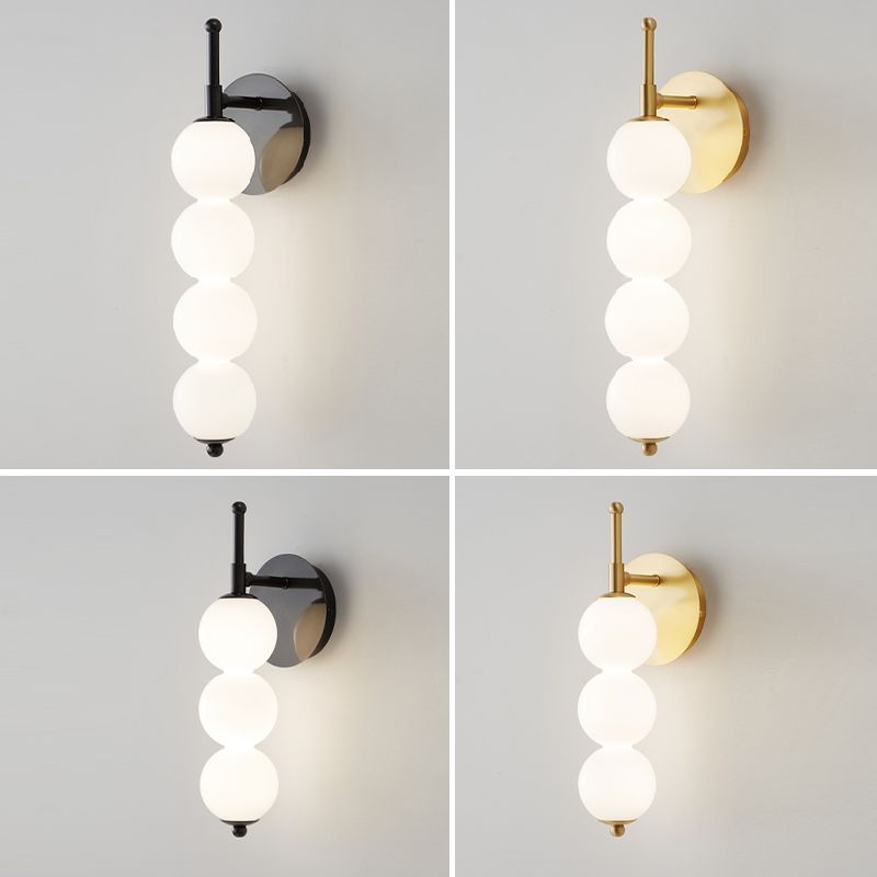 Contemporary Metal Ball Shape Wall Sconce with Glass Shade for Living Room