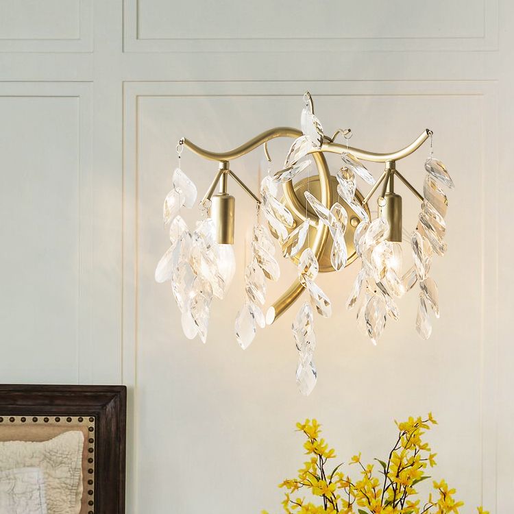 Unique Shape Metal Wall Lighting Modern Style 2 Lights Wall Mounted Light in Gold