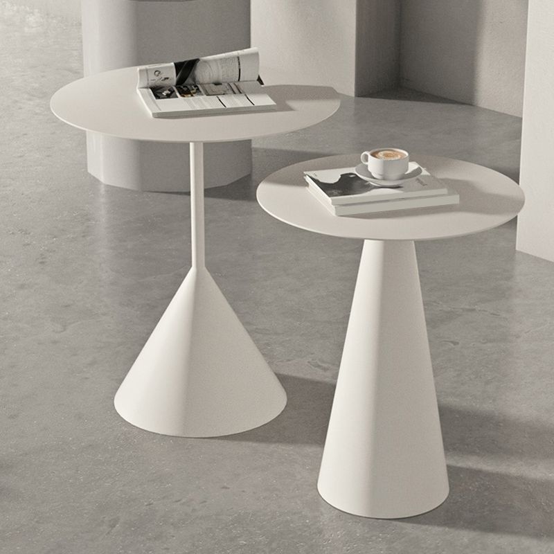Pedestal Black/White Coffee Table Metal Minimalist Cocktail Table