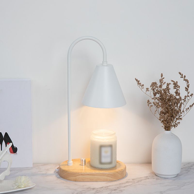 Nordic Style Metall Tischlampe Aromatherapie Schmelzen Wachs Schreibtischlampe mit Holz für Schlafzimmer