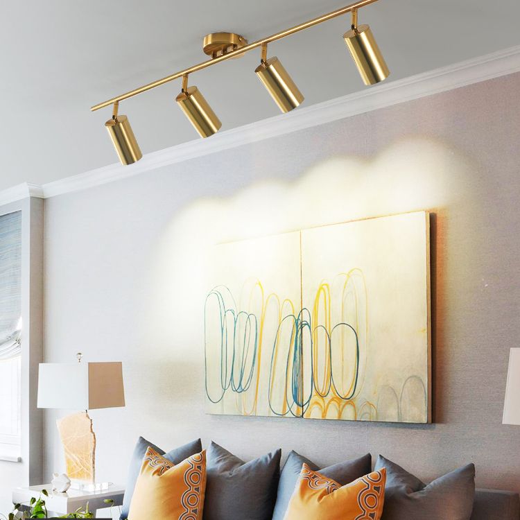 Nordic Modern LED  Track Lighting in Golden Surface Mounted Spotlight for Home Living Room Background Wall and Commercial Clothing Store