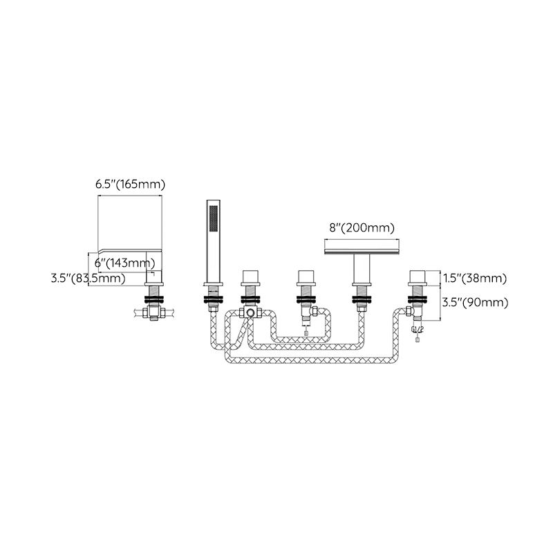 Modern Style Roman Tub Filler Deck-Mount Low Arc Copper Roman Tub Filler