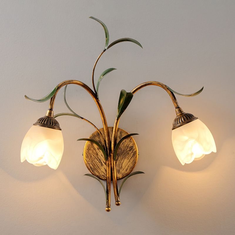 Flower Shape Wall Lamp Modern Wall Mount Lamp with Glass Shade for Bedroom