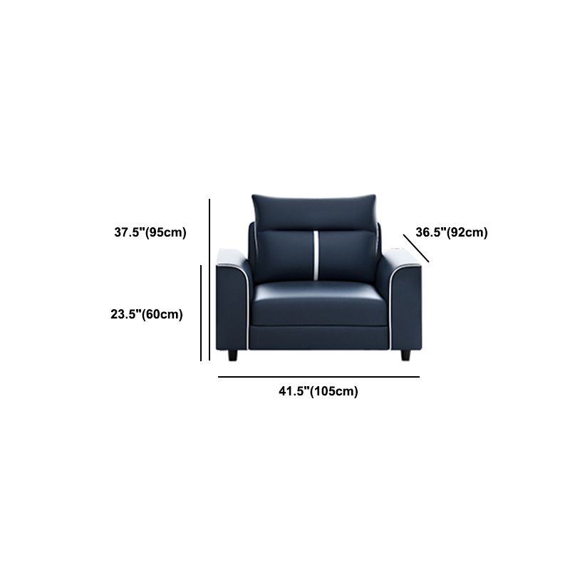 Square Arm Blue Removable Cushions Contemporary Stain-Resistant Sofa