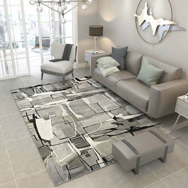 Modern Home Decor Rug Multi Color Abstract Print Area Carpet Synthetics Non-Slip Backing Pet Friendly Rug