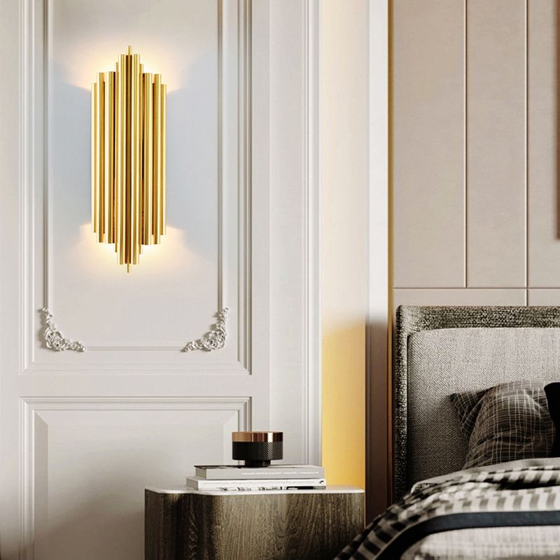 Gold de 2 luces Luz Montada de pared Tubos de estilo moderno Apliques de pared Flexiones de iluminación