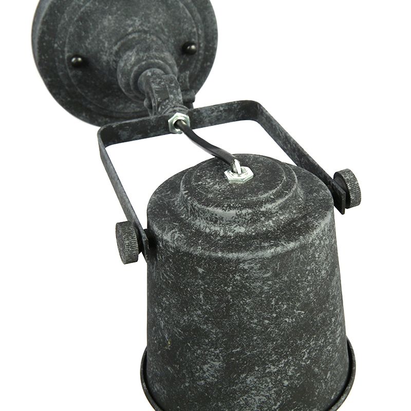 Lámpara de pared de la pared de la pared de la pared de hierro forjado estilo 1 luz de pared de sala de estar luz en negro antiguo