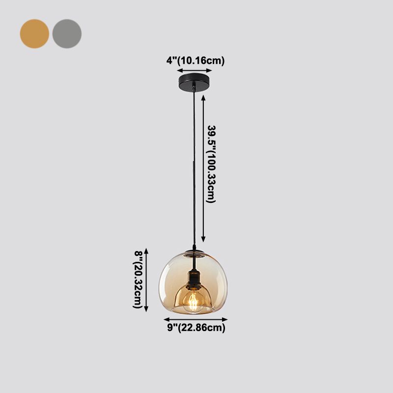 Global Hanging Light Kit Glass 1-Light Modern Modern plafond Light for Dining Room