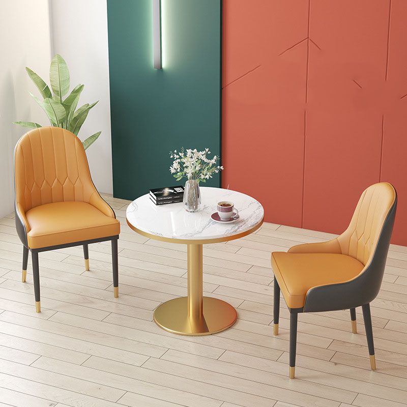 Glam Dining Set for Home 1/3/4/5 Pieces Round Dinette Set with Leather Chairs