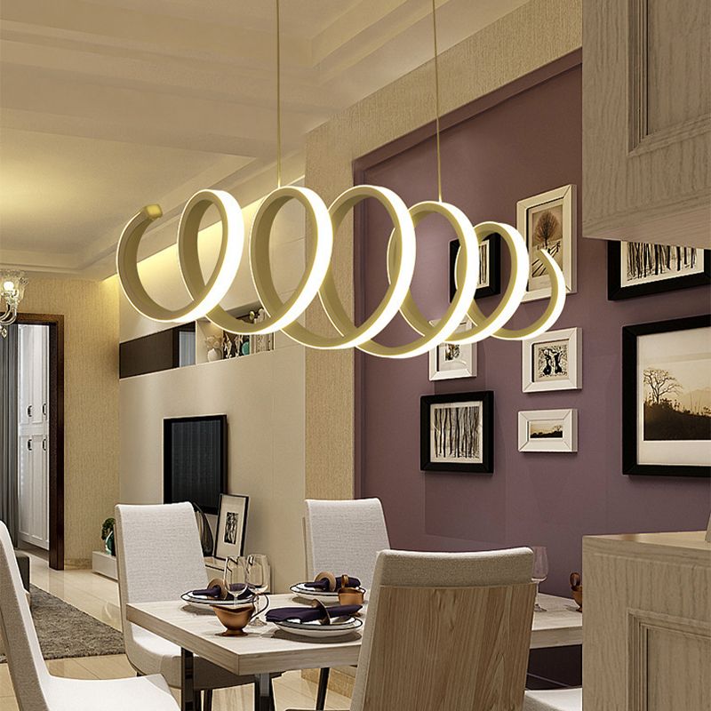 Weiße Acryl-federförmige LED-Kronleuchter Licht zeitgenössischer Minimalismus-Esszimmer Beleuchtung