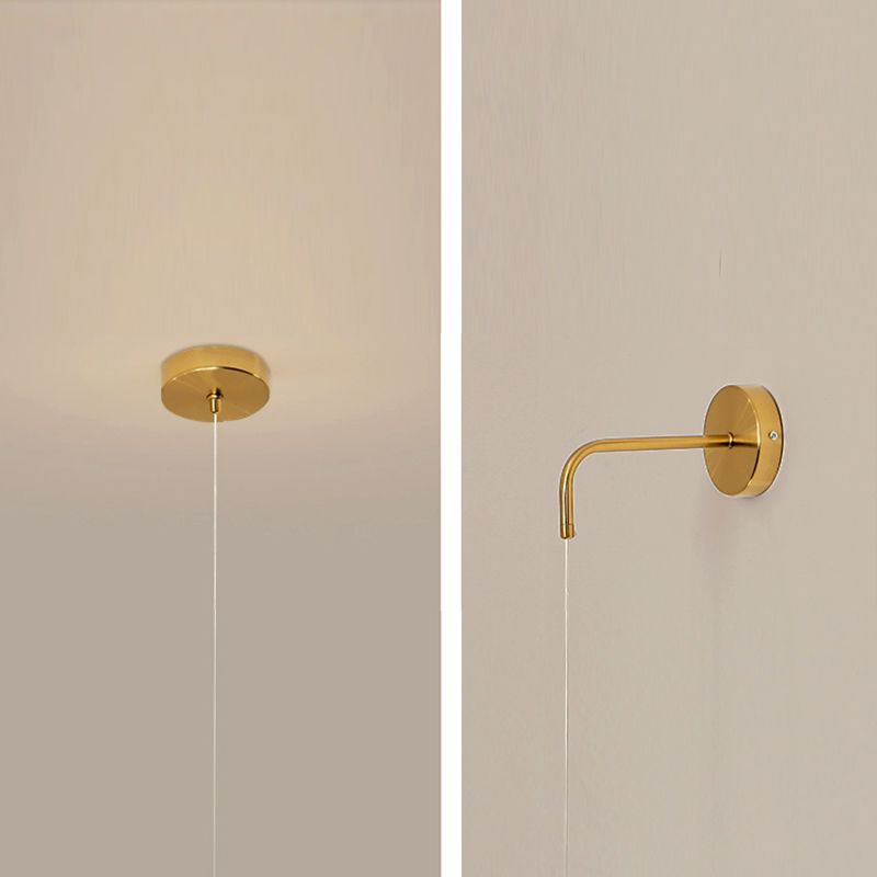 1-Light Bedroom Resin Wall Lighting Contemporary Globe Sconce Light in Gold