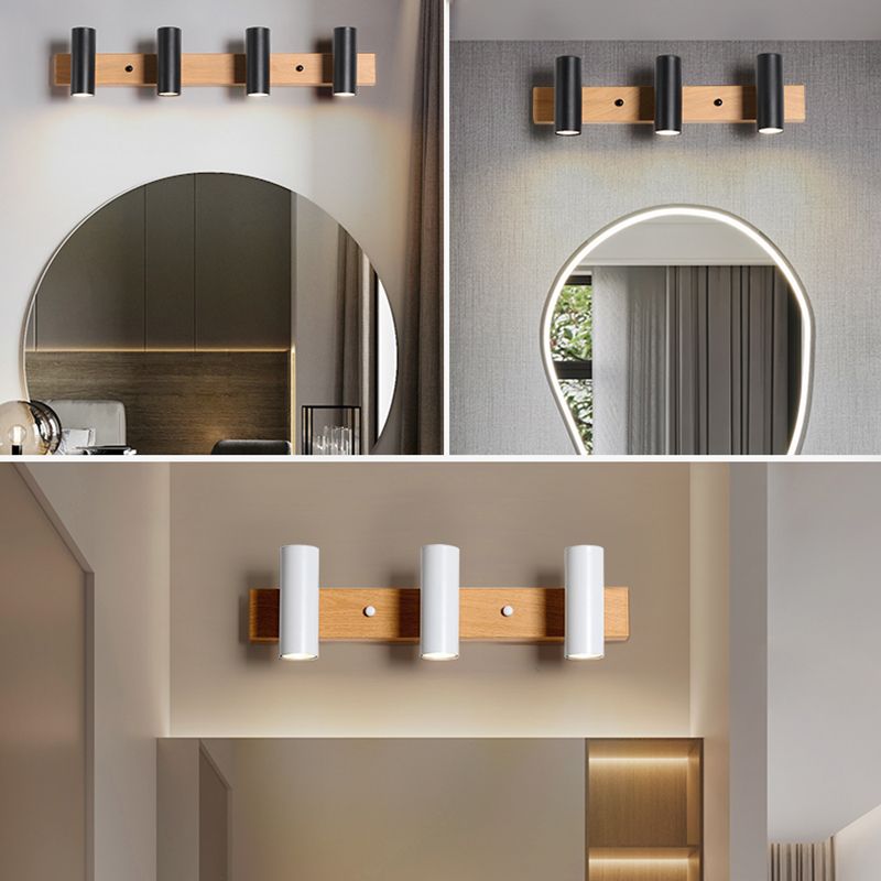 Lámpara de tocador de forma de cilindro de tocador de tocador de hierro de estilo nórdico con sombra de metal para dormitorio