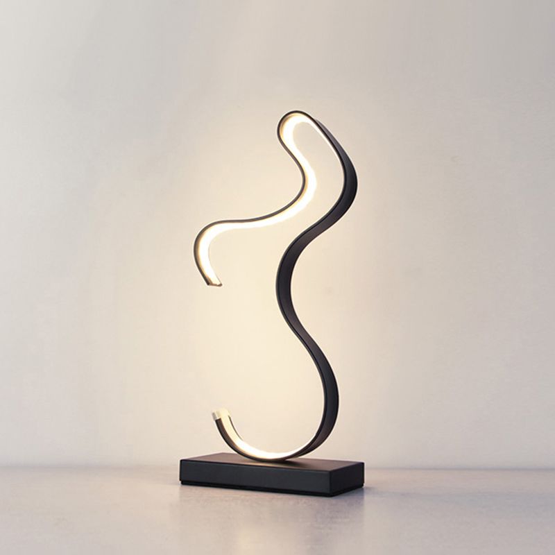 Aluminum Line Art Night Lighting Minimalism LED Accent Table Light for Living Room