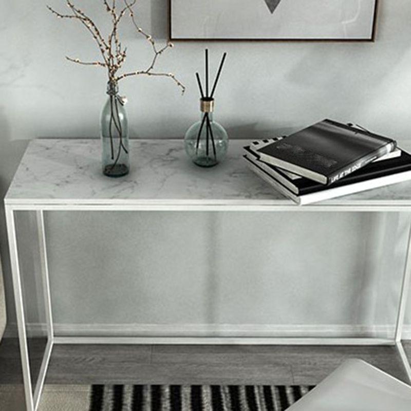 Marble Rectangle Console Table Glam Ironcraft Frame Accent Table for Hall