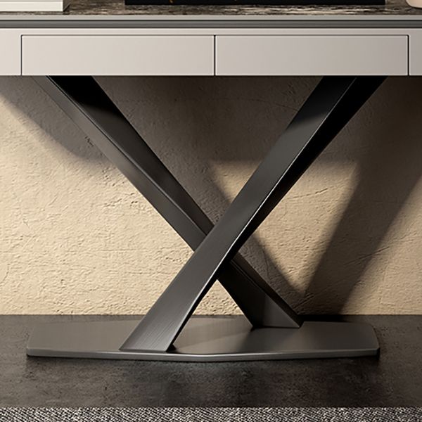 Glam Rectangle Accent Table Stone Sofa Console Table for Hall
