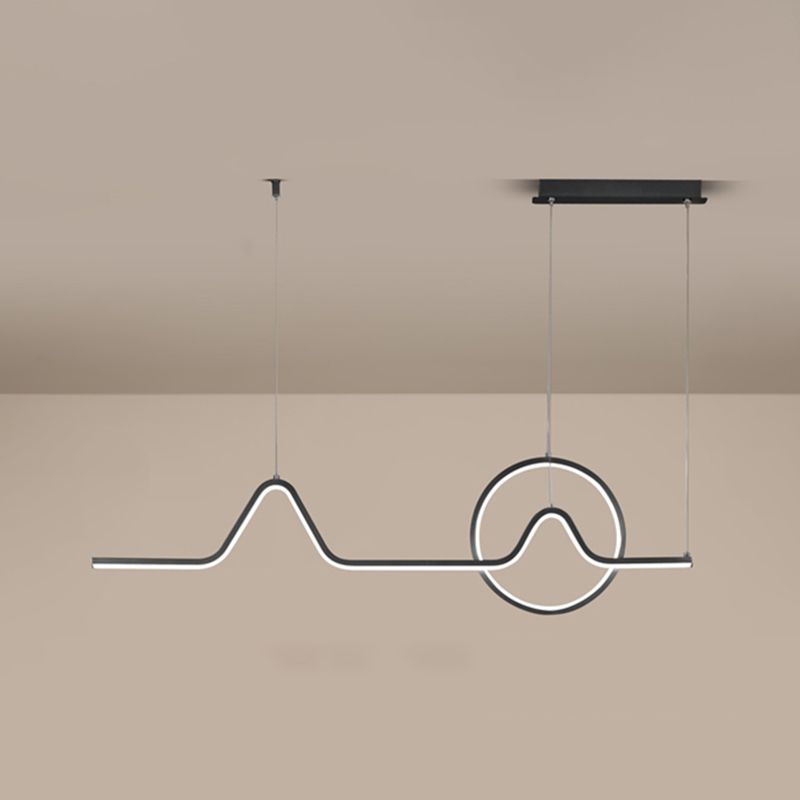 Geometric Island Lighting Contemporary Metal Island Chandelier Lights for Kitchen in Black