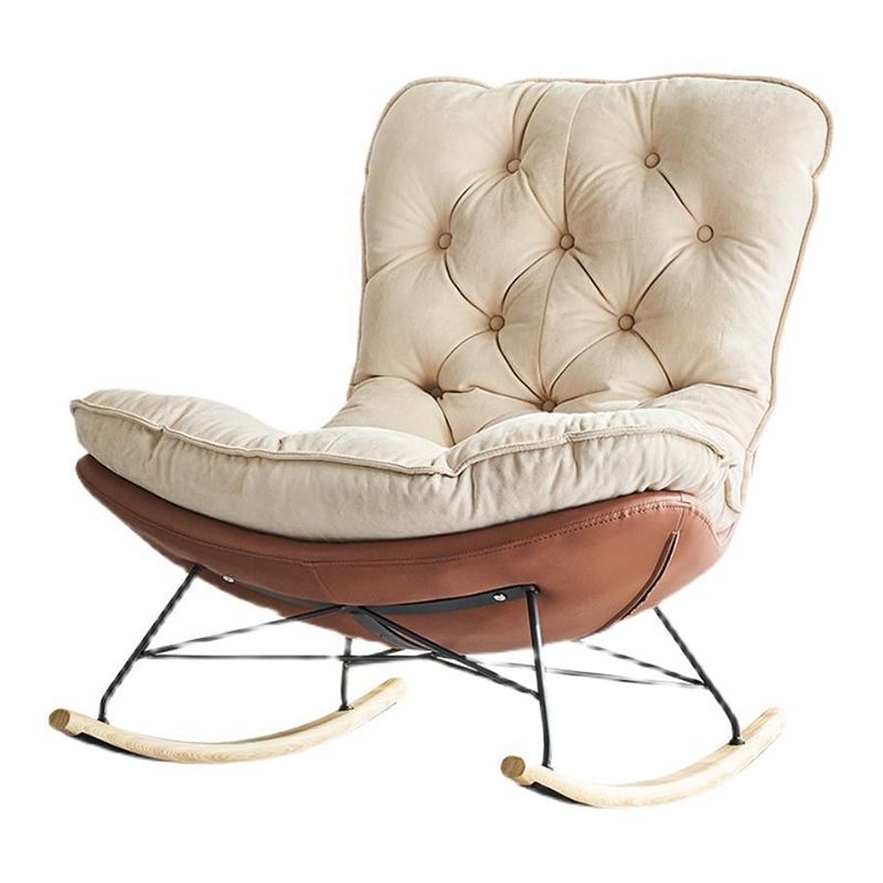 Modern Rocking Chair Wooden Rocking Accent Chair with Tufted