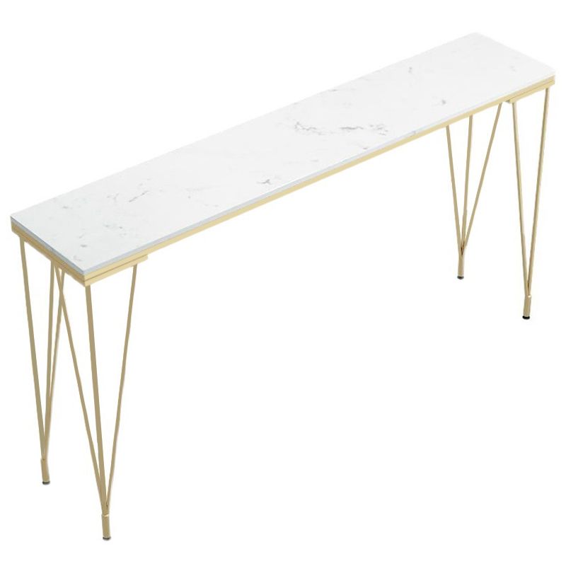 Glam Style Rectangle Bar Table Faux Marble 4 Legs Bar Dining Table