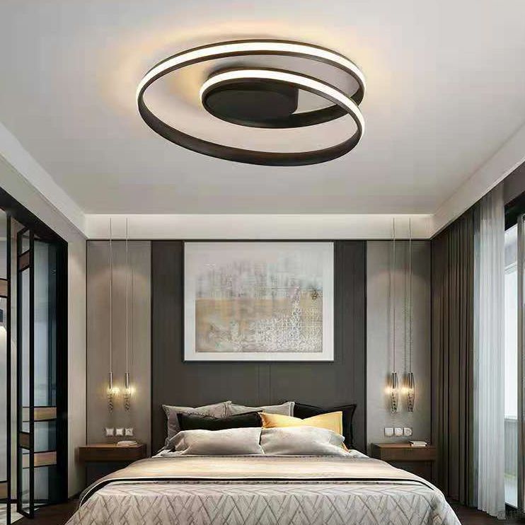 1-Light Ribbon Semi Flush Mount Lighting Modern Style Aluminum Surface Mounted Led Ceiling Light