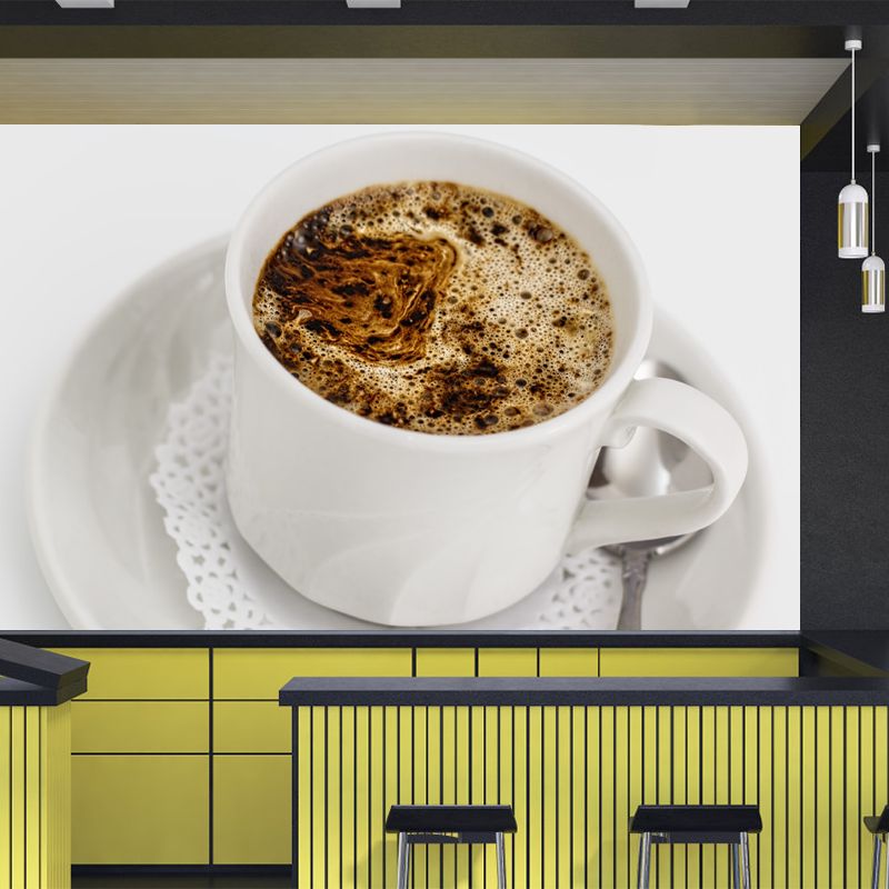 Coffee Mural Wallpaper Moisture Resistant Wall Decor for Coffee Shop, Customized Size