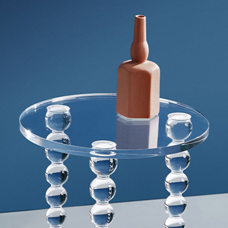 Glam 19.68" Tall 3 Legs End Table Round Acrylic Top Side Table
