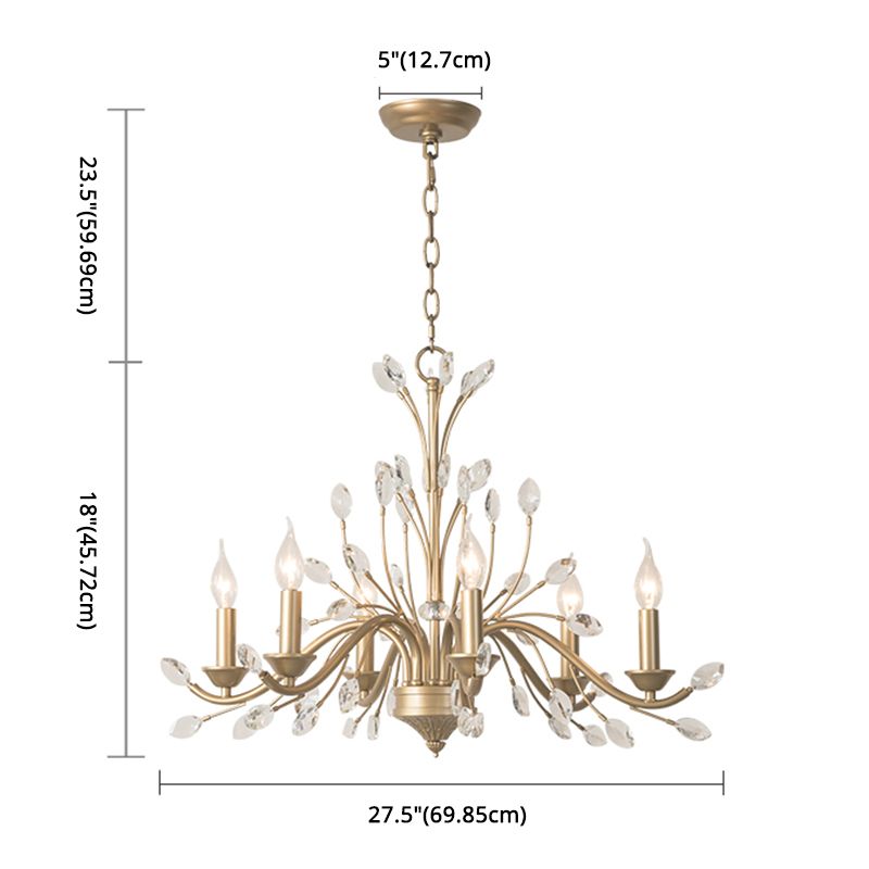 Branches Pendant Lighting Fixture Rustic Style Gold Crystal Hanging Pendant Light