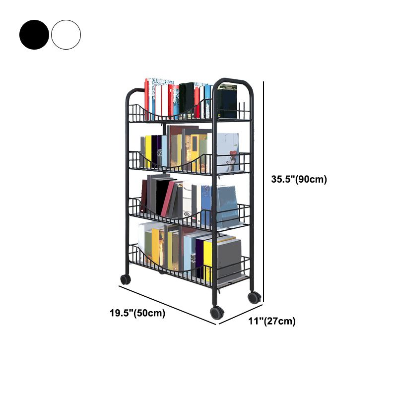 Industrial Metal Geometric Bookcase Open Back Bookcase with Wheels