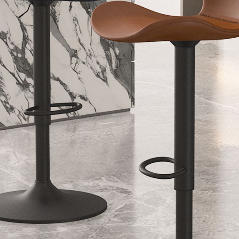 Faux Leather Adjustable Height Swivel Armless Bar Stool with Footrest